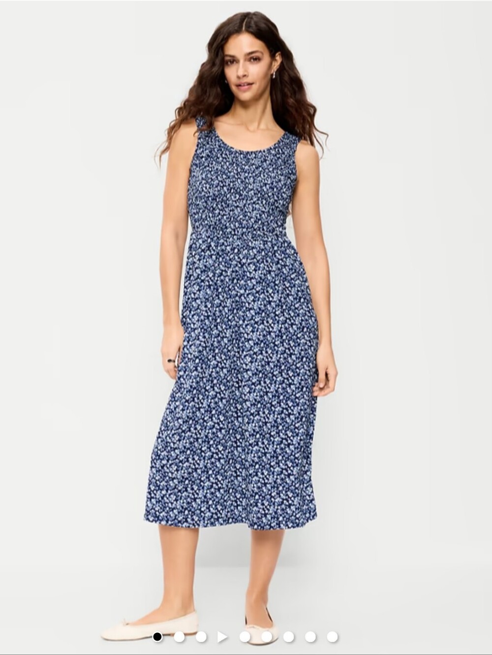 Old Navy Navy and White Smocked Floral Dress